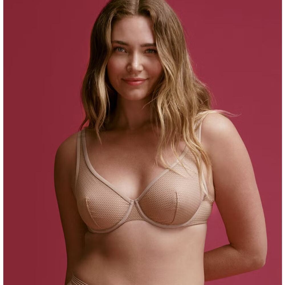 ThirdLove Unlined Modern Mesh Scoop Underwire Bra Tan Nude 36D